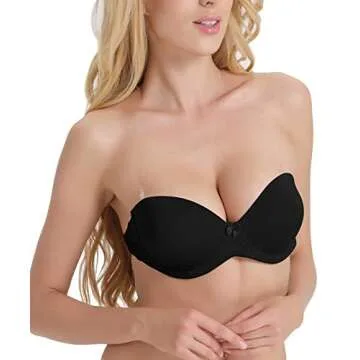 36C Clear Back Strap Bra for Strapless and Backless Wedding Dresses Halter Top Low Open Back Black