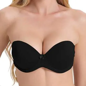 36C Clear Back Strap Bra for Strapless and Backless Wedding Dresses Halter Top Low Open Back Black