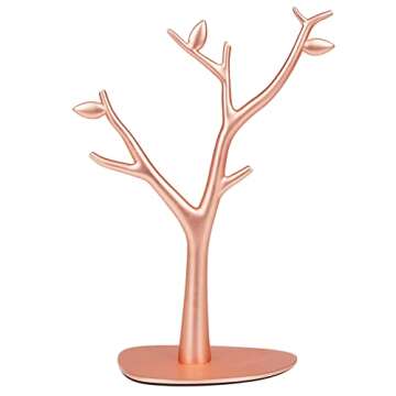 Metal Jewelry Tree Stand- Elegant, Classy Jewelry Organizer Stand- Durable Tree Jewelry Holder Stand for Necklaces, Rings & More- Hanging Metal Jewelry Display Stand- Decorative Necklace Holder