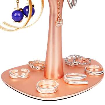 Metal Jewelry Tree Stand- Elegant, Classy Jewelry Organizer Stand- Durable Tree Jewelry Holder Stand for Necklaces, Rings & More- Hanging Metal Jewelry Display Stand- Decorative Necklace Holder