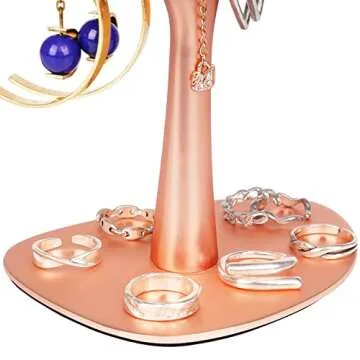 Metal Jewelry Tree Stand- Elegant, Classy Jewelry Organizer Stand- Durable Tree Jewelry Holder Stand for Necklaces, Rings & More- Hanging Metal Jewelry Display Stand- Decorative Necklace Holder
