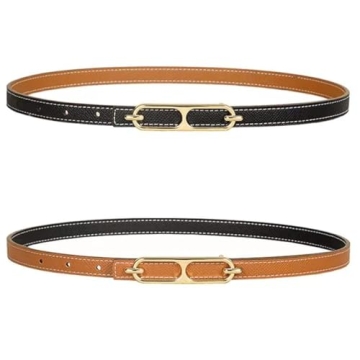 SUPLEAP Women's Reversible Leather Belt with Gold Buckle - Stylish & Versatile