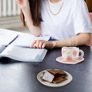 Koythin Handmade Ceramic Coffee Mug with Saucer