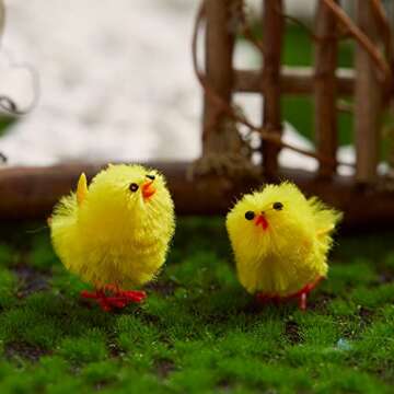 WEWILL Chenille Easter Chicks Pack of 36 Small Cute Fully Yellow Party Favors Kids Easter Egg Bonnet Decoration 1 1/2-Inch