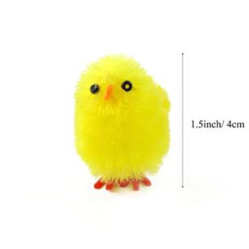 WEWILL Chenille Easter Chicks Pack of 36 Small Cute Fully Yellow Party Favors Kids Easter Egg Bonnet Decoration 1 1/2-Inch