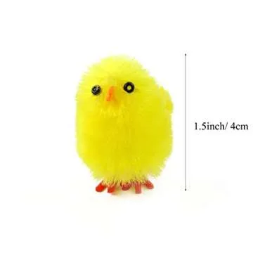 WEWILL Chenille Easter Chicks Pack of 36 Small Cute Fully Yellow Party Favors Kids Easter Egg Bonnet Decoration 1 1/2-Inch