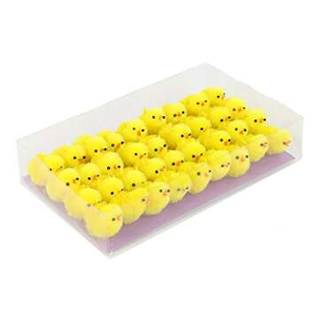 WEWILL Chenille Easter Chicks Pack of 36 Small Cute Fully Yellow Party Favors Kids Easter Egg Bonnet Decoration 1 1/2-Inch