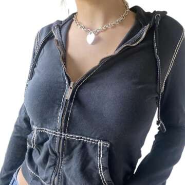 KMBANGI Women Y2K Zip Up Hoodie - Stylish & Comfortable