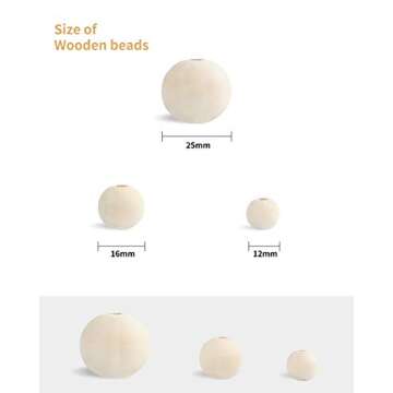 Wood Bead Garland Without Tassels, 84 Inch Natural Wooden Beads Garland, 7 Feet Handmade Boho Decor, Coffee Table Decor