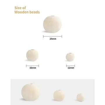 Wood Bead Garland Without Tassels, 84 Inch Natural Wooden Beads Garland, 7 Feet Handmade Boho Decor, Coffee Table Decor