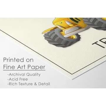 Boys Trucks Construction Wall Décor (Set of 6) Art Print - 8x10 (Unframed) | Room Décor for Little...