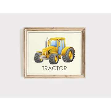 Boys Trucks Construction Wall Décor (Set of 6) Art Print - 8x10 (Unframed) | Room Décor for Little Builders and Truck Enthusiasts | Living Room Décor for Boys | Inspire Imagination and Adventure