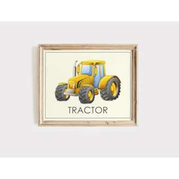 Boys Trucks Construction Wall Décor (Set of 6) Art Print - 8x10 (Unframed) | Room Décor for Little Builders and Truck Enthusiasts | Living Room Décor for Boys | Inspire Imagination and Adventure