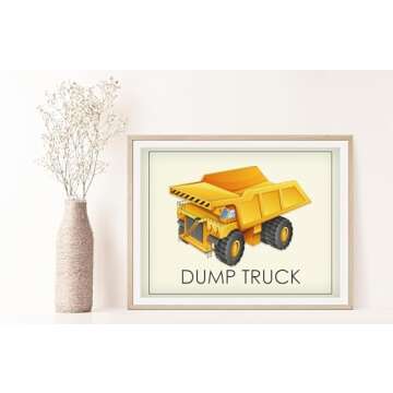 Boys Trucks Construction Wall Décor (Set of 6) Art Print - 8x10 (Unframed) | Room Décor for Little Builders and Truck Enthusiasts | Living Room Décor for Boys | Inspire Imagination and Adventure