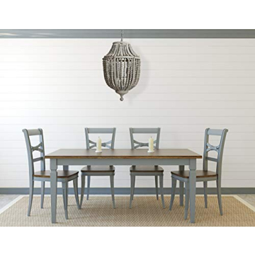 Round Wood Beaded Chandelier Rustic Bohemian Lighting