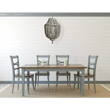 Round Wood Beaded Chandelier Rustic Bohemian Lighting