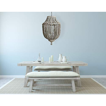 Round Wood Beaded Chandelier Rustic Bohemian Lighting