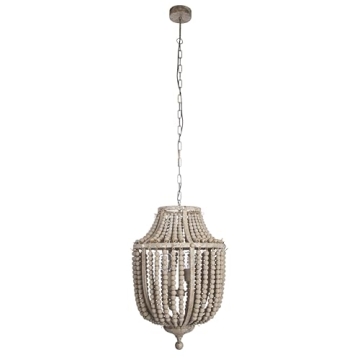 Round Wood Beaded Chandelier Rustic Bohemian Lighting