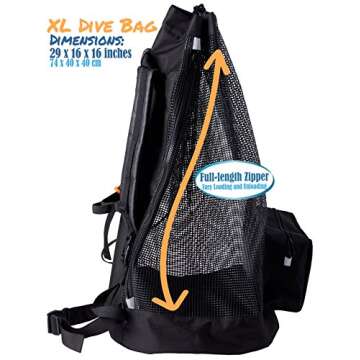 Athletico Scuba Diving Bag - XL Mesh Travel Backpack for Scuba Diving and Snorkeling Gear & Equipment - Dry Bag Holds Mask, Fins, Snorkel, and More (Black)
