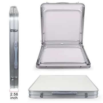 H&B Luxuries Portable Height Adjustable Aluminum Folding Camping Table with Parasol Hole FT-ACFT1