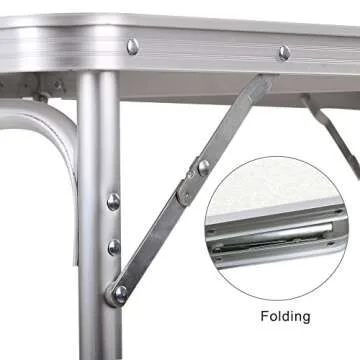 H&B Luxuries Portable Height Adjustable Aluminum Folding Camping Table with Parasol Hole FT-ACFT1