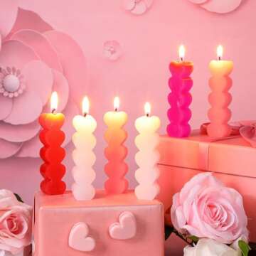 Jutom 8 Pcs Valentine's Day Heart Candle Burning Heart Shaped Candles White Pink Red Romantic Soy Pillar Candles Delicate Valentine Gift for Wedding Birthday Spa Home Decor, 4 Colors
