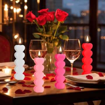 Jutom 8 Pcs Valentine's Day Heart Candle Burning Heart Shaped Candles White Pink Red Romantic Soy Pillar Candles Delicate Valentine Gift for Wedding Birthday Spa Home Decor, 4 Colors