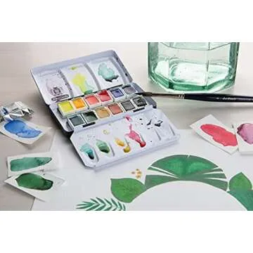 Schmincke - AKADEMIE®AQUARELL Watercolor Compact Color Box, Basic Assortment 12 x 1/2 Pans, 75 112 097, Metal Box, Highly lightfast Colors, fine Artists' Watercolors