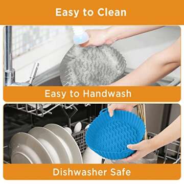 OUTXE 2 Pack Air Fryer Silicone Baking Tray 7.5inch for 3 to 5 Qt Reusable Air Fryer Round Silicone ...