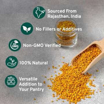 SPICE TRAIN Fenugreek Seeds (14oz) ALL NATURAL Fenugreek - Indian Origin Whole Methi Seeds (Trigonella Foenum Graecum) Fenogreco En Semillas | Resealable Ziplock Pouch