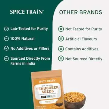SPICE TRAIN Fenugreek Seeds (14oz) ALL NATURAL Fenugreek - Indian Origin Whole Methi Seeds (Trigonella Foenum Graecum) Fenogreco En Semillas | Resealable Ziplock Pouch