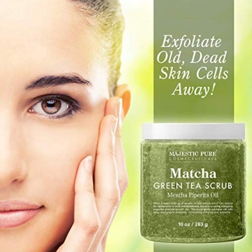 Majestic Pure Matcha Green Tea Scrub for Exfoliation and Moisture