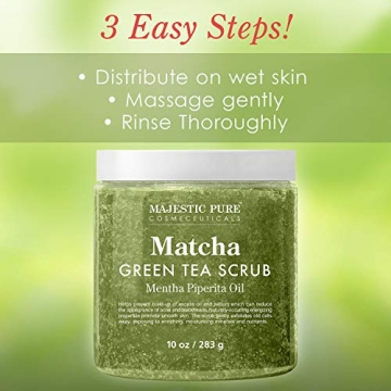 Majestic Pure Matcha Green Tea Scrub for Exfoliation and Moisture