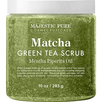 Majestic Pure Matcha Green Tea Scrub for Exfoliation and Moisture