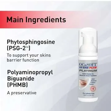 OCuSOFT Lid Scrub PLUS Platinum Extra Strength Foaming Eyelid Cleanser - Leave-On Eyelid & Eyelash Cleanser with Phytosphingosine to Remove Oil, Dirt & Makeup -1.68 fl oz