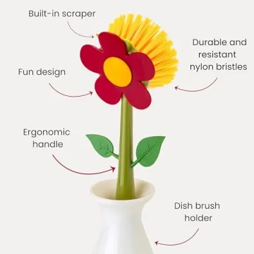 Vigar Flower Power Kitchen Dish Brush for Easy Cleaning