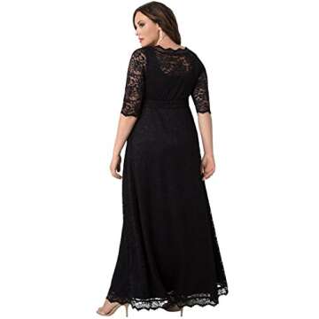 Kiyonna Women’s Plus Size Leona Lace Gown, Maxi Dress Formal Evening Ball Gown with Side Pockets f...