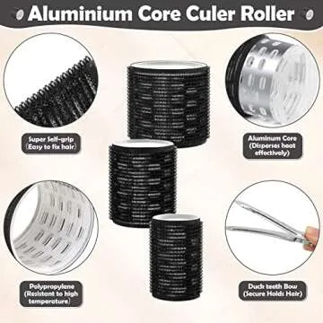 Thermal Rollers 24PCS Jumbo Hair Curlers with Clips, Large Rollers Set with 63mm 48mm 36mm Self Grip for Long Medium Short Hair Volume
