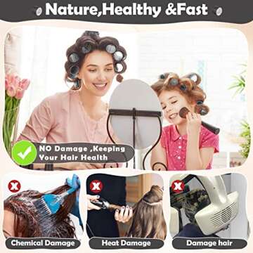 Thermal Rollers 24PCS Jumbo Hair Curlers with Clips, Large Rollers Set with 63mm 48mm 36mm Self Grip for Long Medium Short Hair Volume