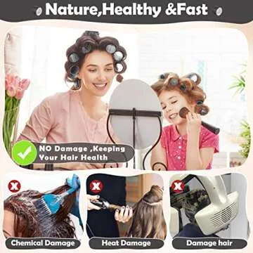 Thermal Rollers 24PCS Jumbo Hair Curlers with Clips, Large Rollers Set with 63mm 48mm 36mm Self Grip for Long Medium Short Hair Volume
