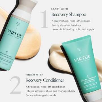 VIRTUE Recovery Conditioner with Keratin Hydrates, Softens, and Renews Damaged Hair, Sulfate Free, Color Safe