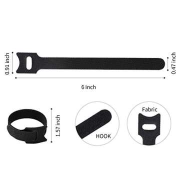 BALABALA Reusable Fastening Cable Ties 6 in Cable Management Ties 100 pcs Cable Straps Wire Ties Adj...