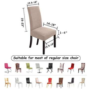 NORTHERN BROTHERS Dining Chair Covers Seat Parson Chair Slipcover for Dining Room Set of 4, Khaki