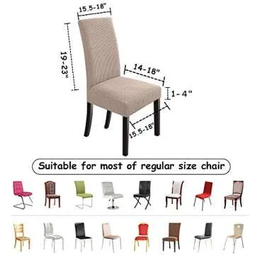 NORTHERN BROTHERS Dining Chair Covers Seat Parson Chair Slipcover for Dining Room Set of 4, Khaki