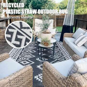 LILIOFFIC Reversible Mats - Plastic Straw Rug, 5' x 8' Outdoor Rug for Patio Clearance Decor, Modern Area Rugs, Floor Mat for Outdoors, RV, Backyard, Deck, Picnic, Beach, Trailer, Camping, Grey