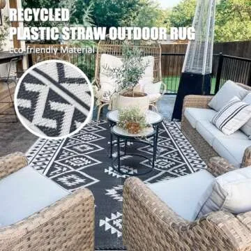 LILIOFFIC Reversible Mats - Plastic Straw Rug, 5' x 8' Outdoor Rug for Patio Clearance Decor, Modern Area Rugs, Floor Mat for Outdoors, RV, Backyard, Deck, Picnic, Beach, Trailer, Camping, Grey