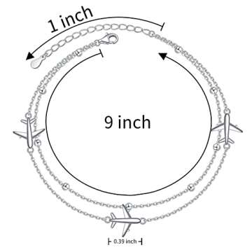 Yearace Airplane Jelwery S925 Sterling Silver Airplane Anklet for Women Jelwery for Stewardess Fligh...