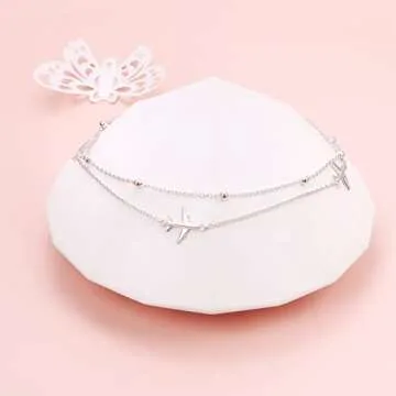 Yearace Airplane Jelwery S925 Sterling Silver Airplane Anklet for Women Jelwery for Stewardess Flight Attendants Pilots World Travel Flight Jewelry Best Mothers Day