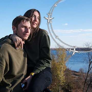 Yearace Airplane Jelwery S925 Sterling Silver Airplane Anklet for Women Jelwery for Stewardess Flight Attendants Pilots World Travel Flight Jewelry Best Mothers Day