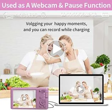 Saneen Digital Camera for Photography, 4K Vlogging Camera for YouTube, 48MP 16X Digital Zoom 2.8” Point and Shoot Camera for Kids, Teens, Beginners, with 32GB SD Card & 2 Rechargeable Batteries -Pink